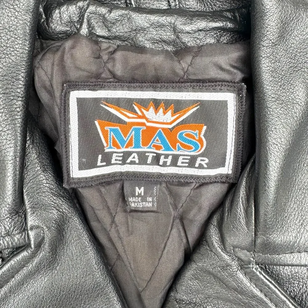 Classic Black Leather Biker Jacket - Picture 4 of 6